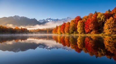 Autumn Mirror Lake Wallpaper
